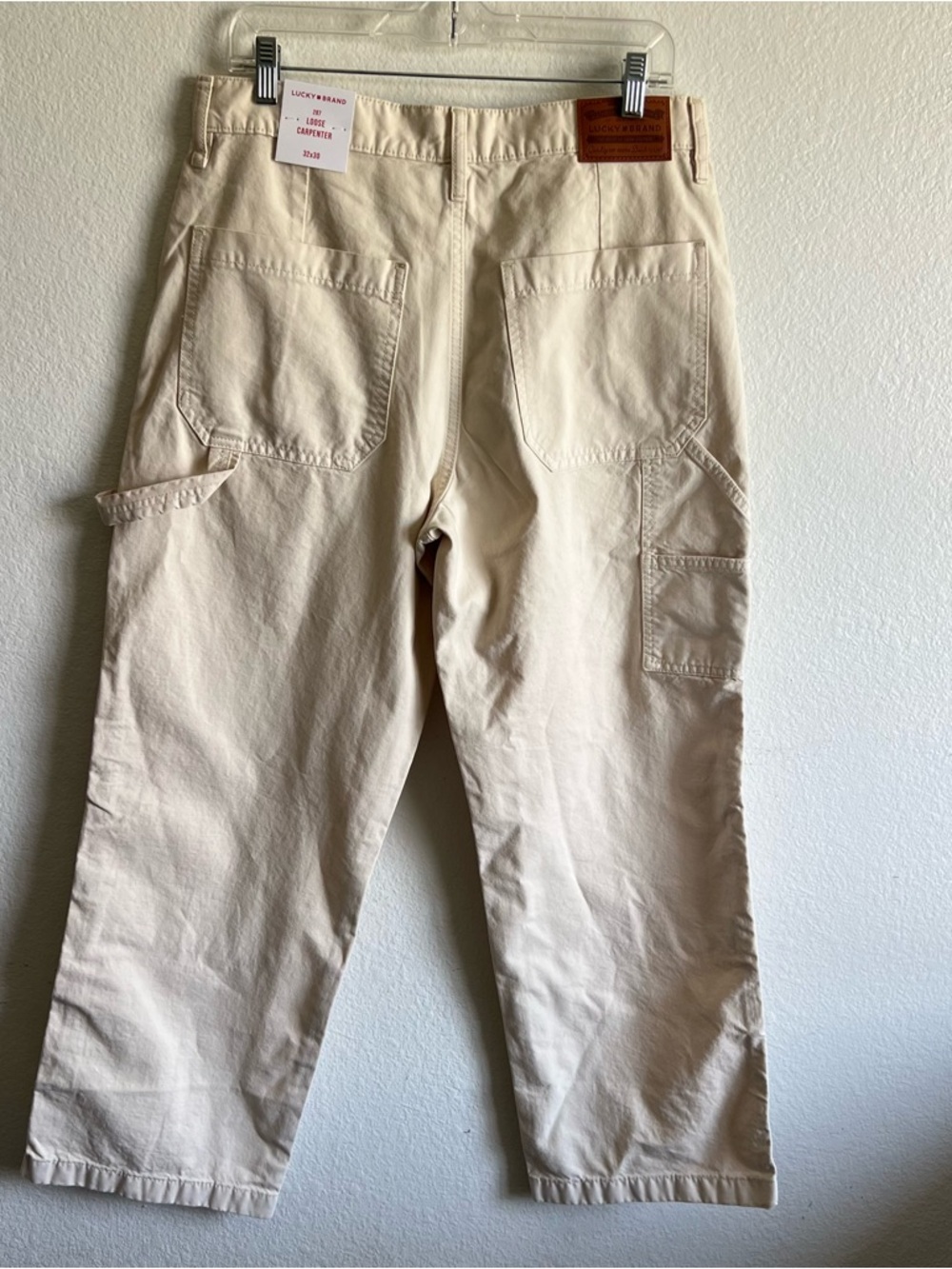Lucky Brand Men's 287 Loose Carpenter Cargo Pants Cream Shoelace 32/30 NWT - Picture 4 of 16